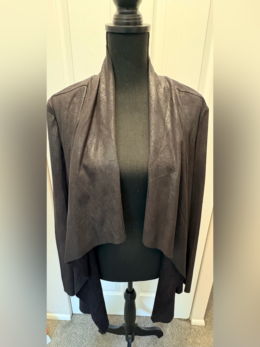 Philosophy Black Draped Suede-Effect Open Front Jacket